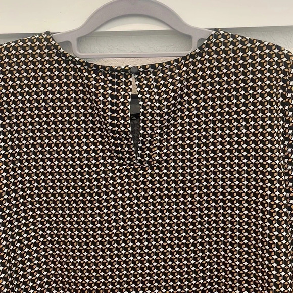 Adrianna Papell Long Sleeved Black & Brown Print Blouse Top Size M - Picture 7 of 9